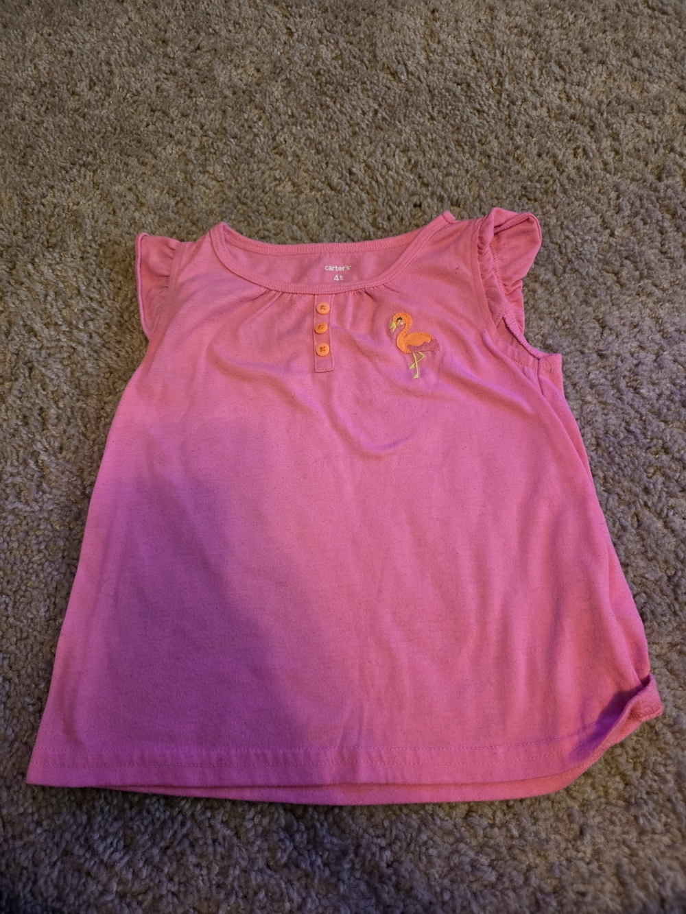 Carter's Pink Flutter Sleeve Girls' Tank Top with Flamingo